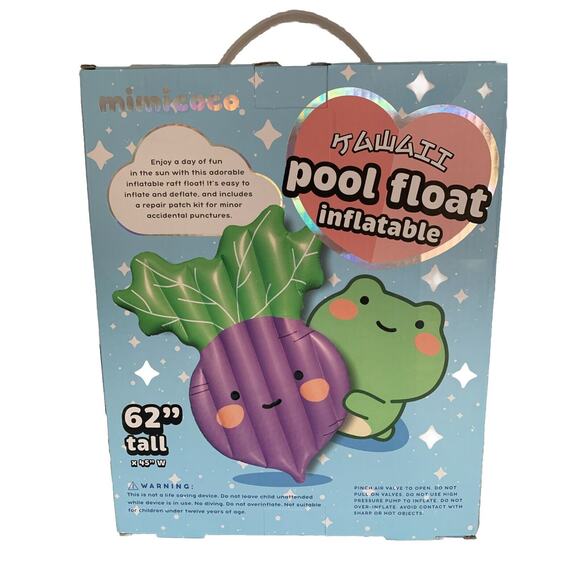 Mimicoco Inflatable Radish Inflatable Pool Float 45” x 62" Kawaii New - Picture 1 of 4